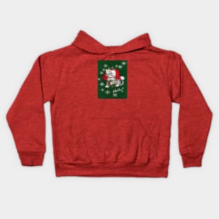 Cute Kitten Red Bow Snowflakes Kids Hoodie